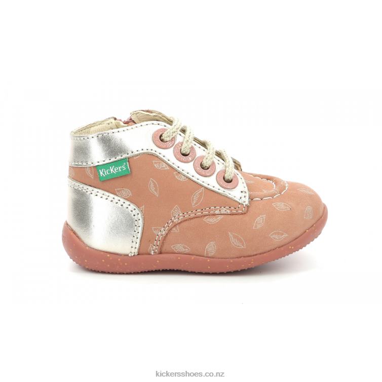 Kickers Kids Bonzip-2 Pink Gold Printed NPZDR766