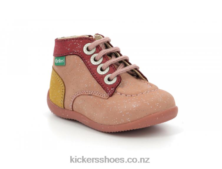 Kickers Kids Bonzip-2 Pink Red Yellow NPZDR774