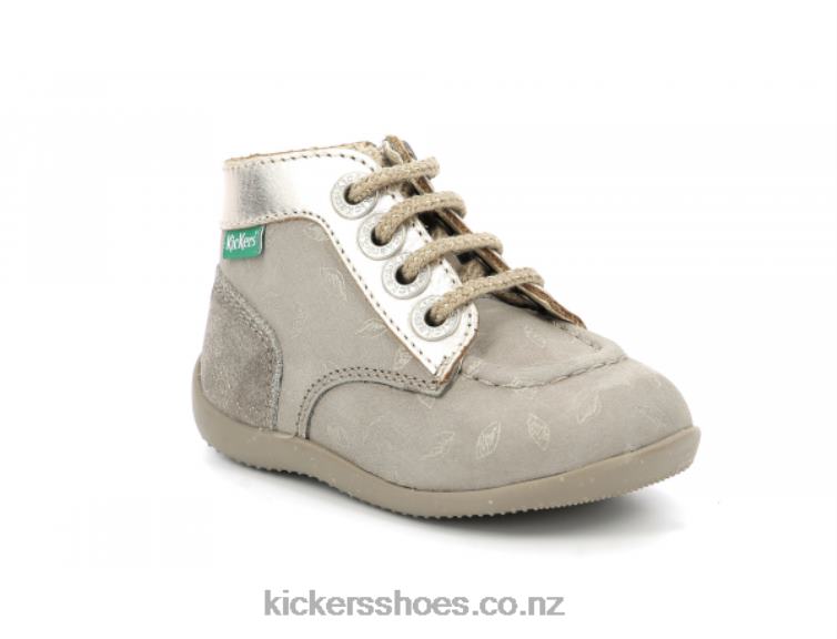 Kickers Kids Bonzip-2 Taupe Gold Printed NPZDR772