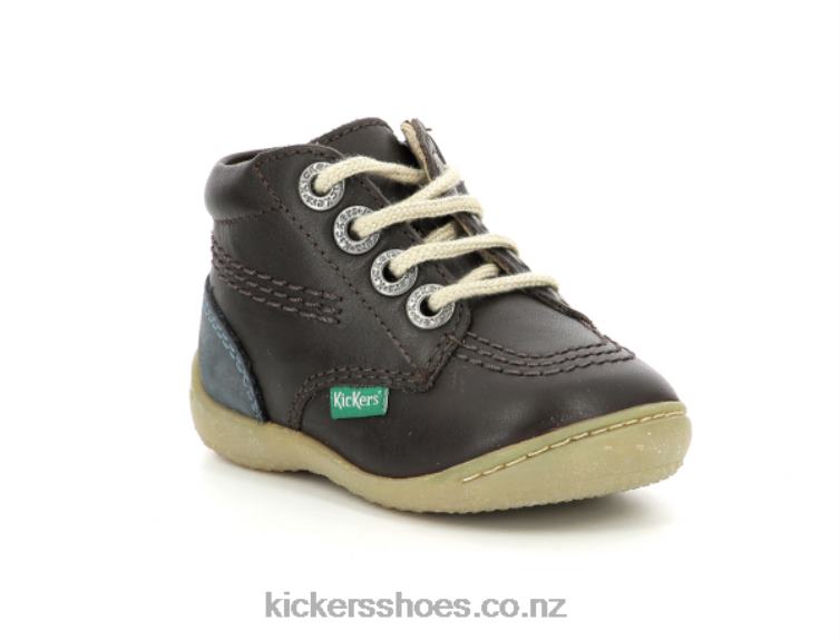 Kickers Kids Gazip Dark Brown Navy NPZDR848