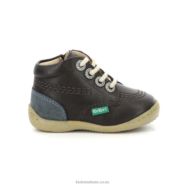 Kickers Kids Gazip Dark Brown Navy NPZDR848