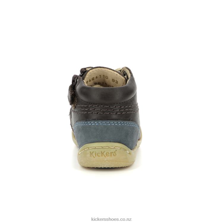 Kickers Kids Gazip Dark Brown Navy NPZDR848