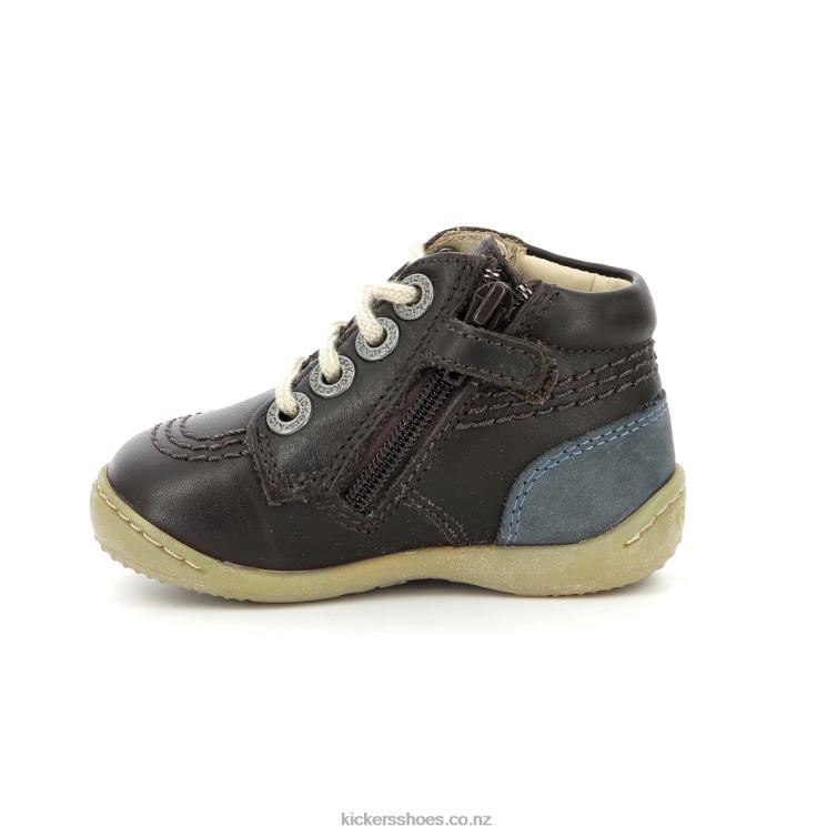 Kickers Kids Gazip Dark Brown Navy NPZDR848