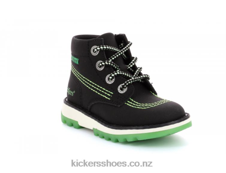 Kickers Kids Kickrally20 Black Green NPZDR819