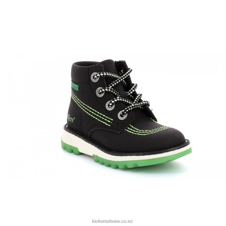 Kickers Kids Kickrally20 Black Green NPZDR819