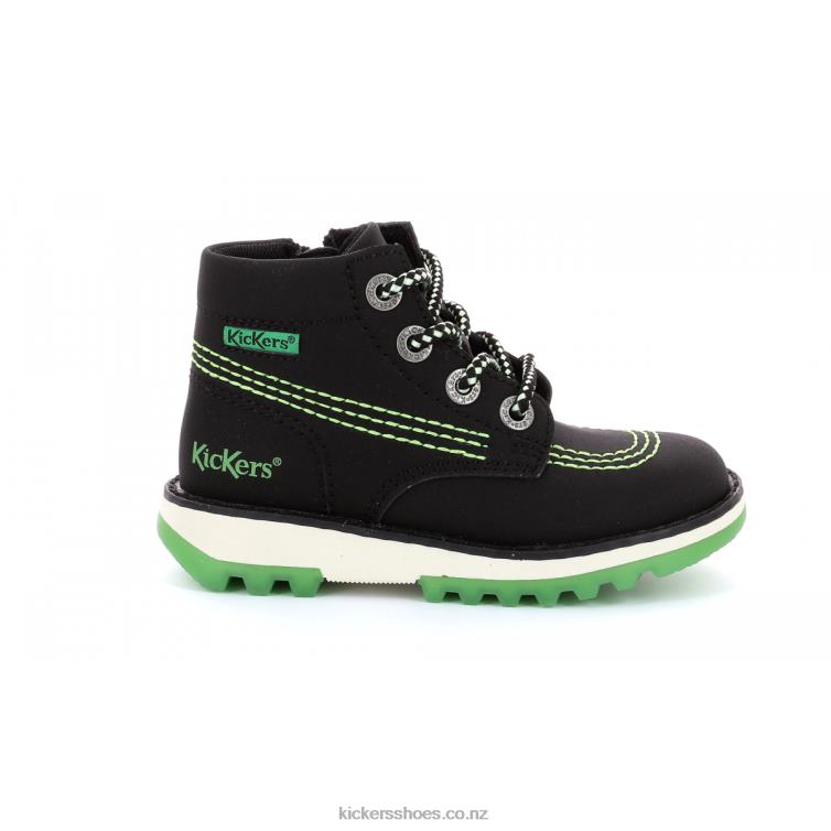 Kickers Kids Kickrally20 Black Green NPZDR819