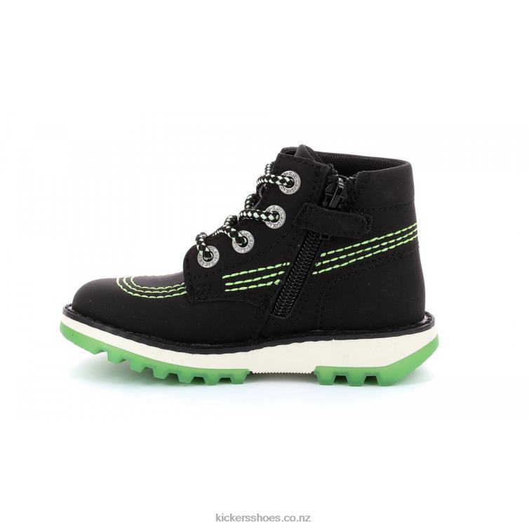 Kickers Kids Kickrally20 Black Green NPZDR819