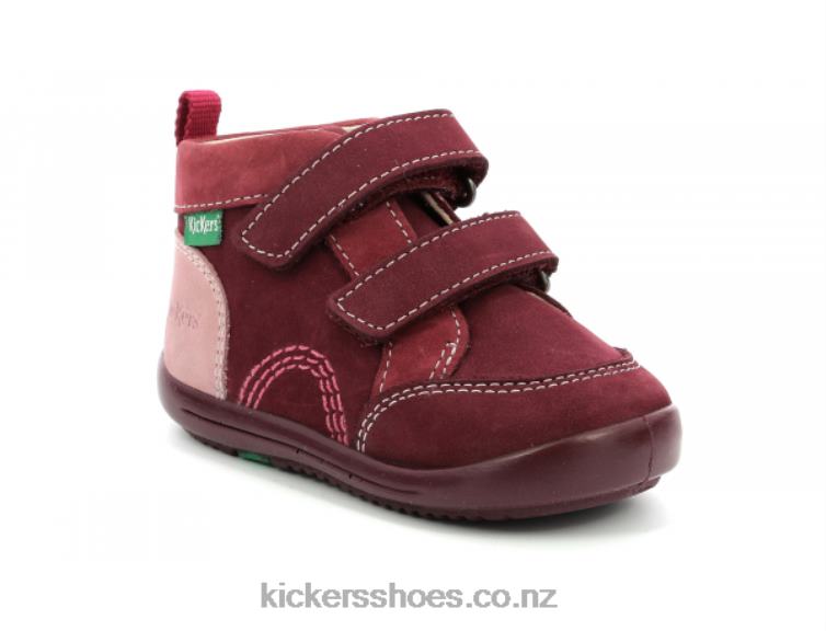 Kickers Kids Kinop Burgundy Pink Tricolor NPZDR928
