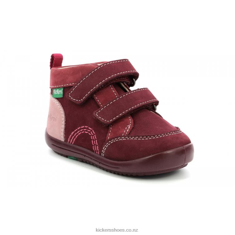 Kickers Kids Kinop Burgundy Pink Tricolor NPZDR928