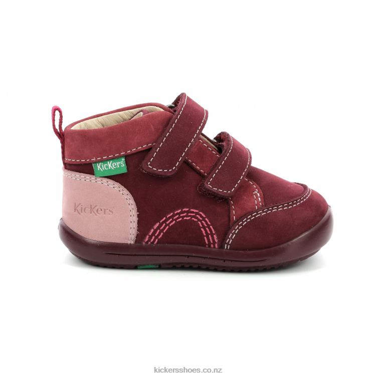 Kickers Kids Kinop Burgundy Pink Tricolor NPZDR928