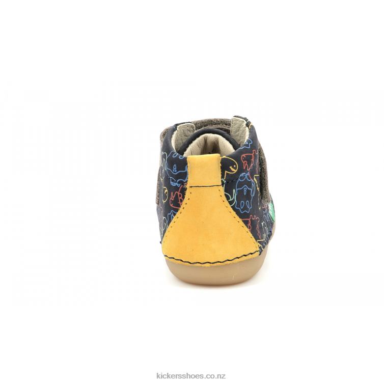 Kickers Kids Sabio Navy Yellow Dinos NPZDR922