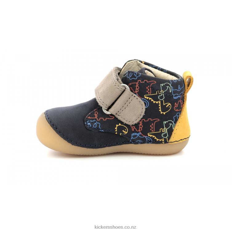 Kickers Kids Sabio Navy Yellow Dinos NPZDR922