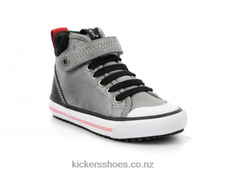 Kickers Kids Geckira Hi Silver Glitter NPZDR977