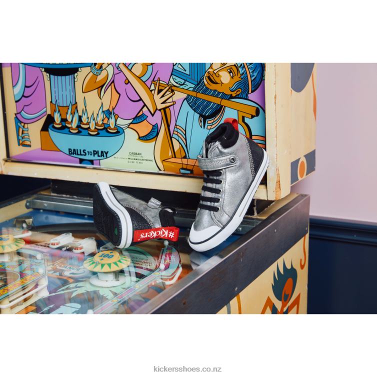 Kickers Kids Geckira Hi Silver Glitter NPZDR977