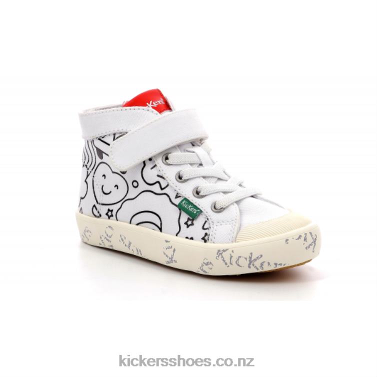 Kickers Kids Godup White Printed NPZDR937