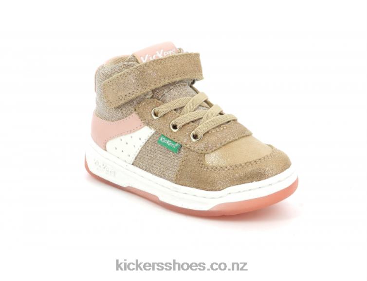 Kickers Kids Kickalien Beige Pink Glitter NPZDR979