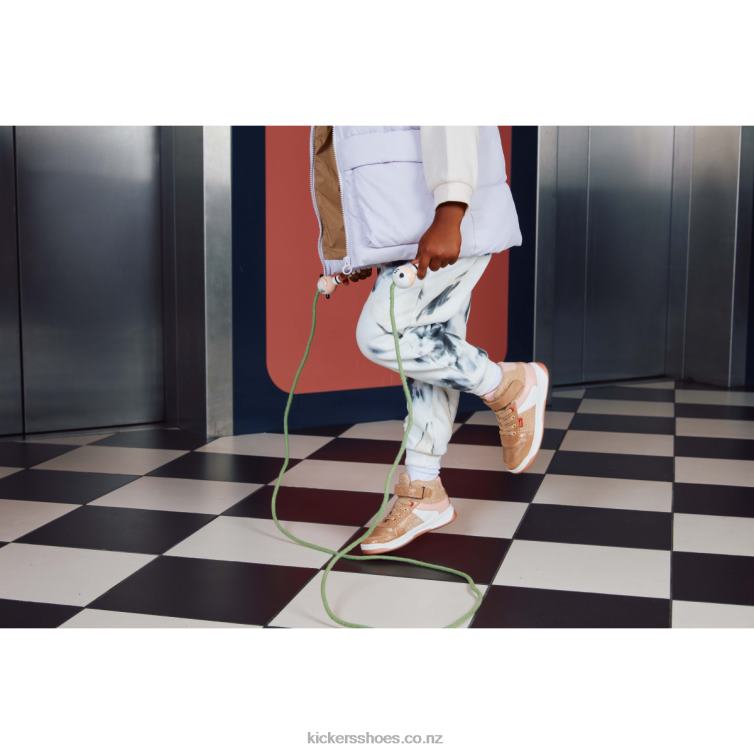 Kickers Kids Kickalien Beige Pink Glitter NPZDR979