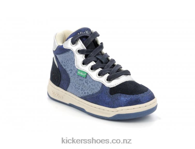 Kickers Kids Kicklax Navy Blue Leopard NPZDR945
