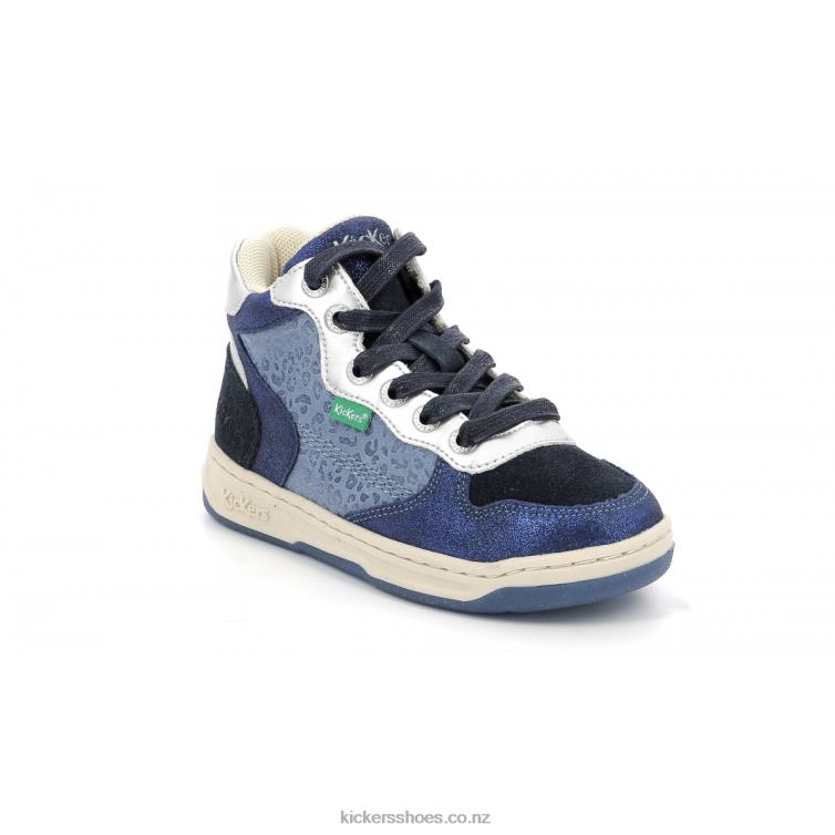 Kickers Kids Kicklax Navy Blue Leopard NPZDR945