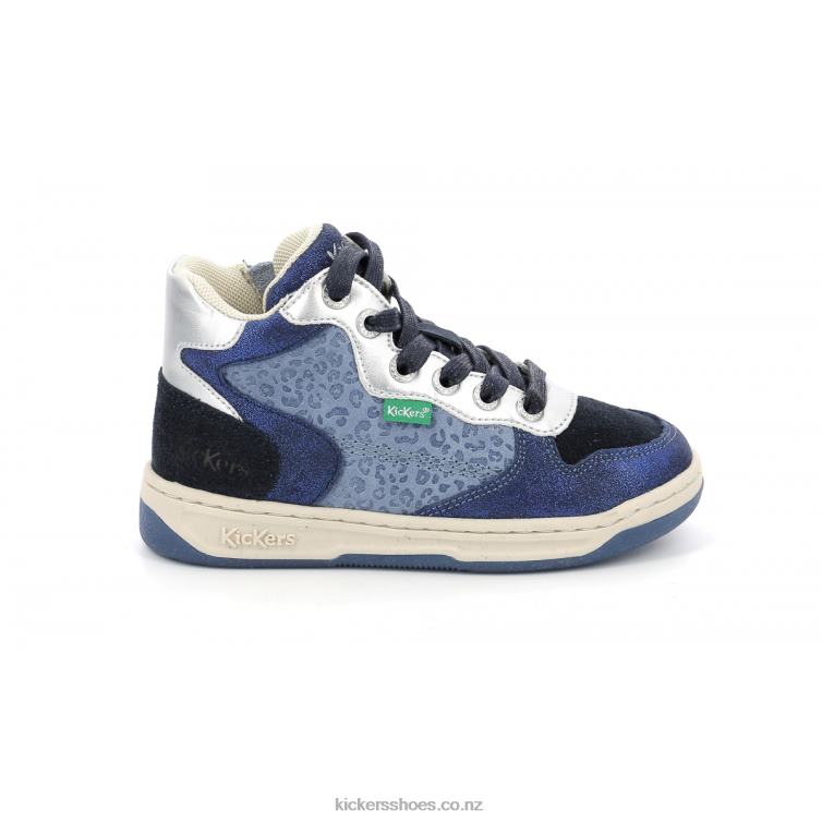 Kickers Kids Kicklax Navy Blue Leopard NPZDR945
