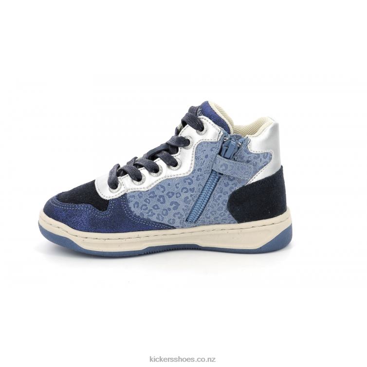 Kickers Kids Kicklax Navy Blue Leopard NPZDR945
