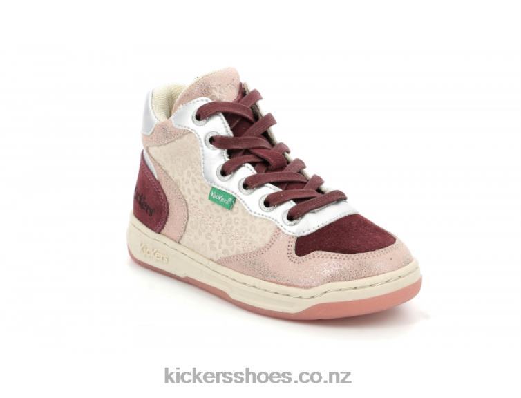 Kickers Kids Kicklax Pink Burgundy Leopard NPZDR946