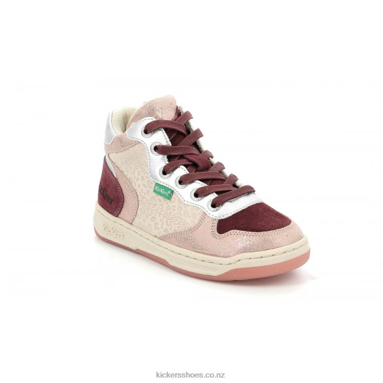 Kickers Kids Kicklax Pink Burgundy Leopard NPZDR946