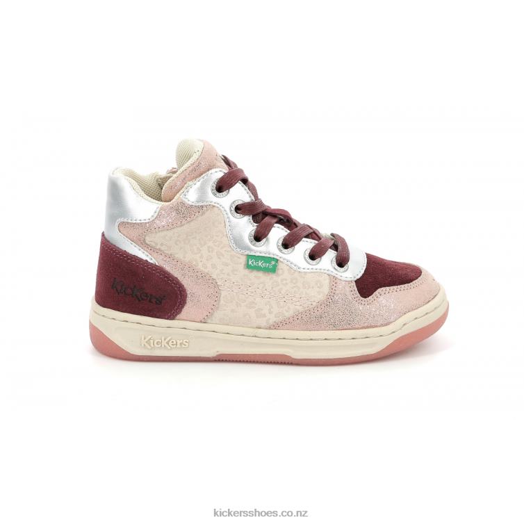 Kickers Kids Kicklax Pink Burgundy Leopard NPZDR946