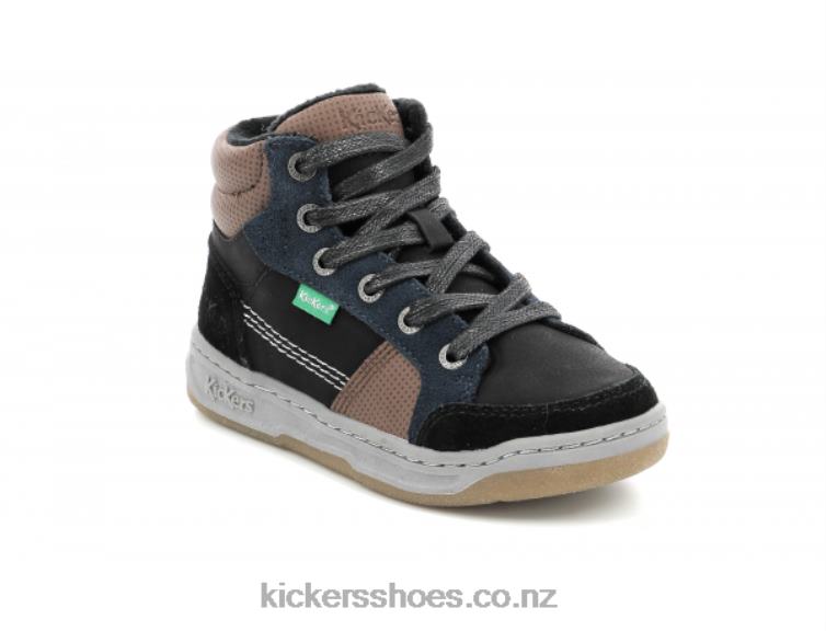 Kickers Kids Kickosta Black Blue Brown NPZDR963