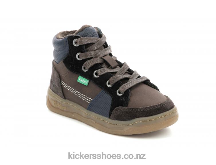 Kickers Kids Kickosta Dark Brown Navy NPZDR961