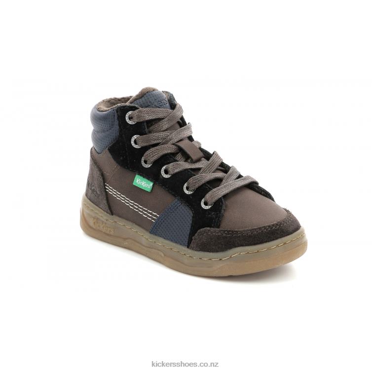 Kickers Kids Kickosta Dark Brown Navy NPZDR961