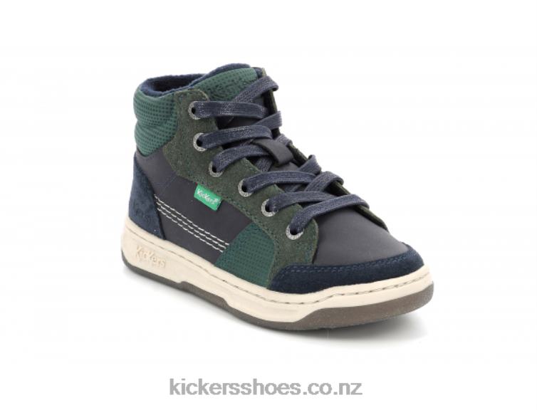 Kickers Kids Kickosta Navy Green NPZDR962