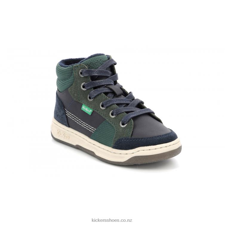 Kickers Kids Kickosta Navy Green NPZDR962