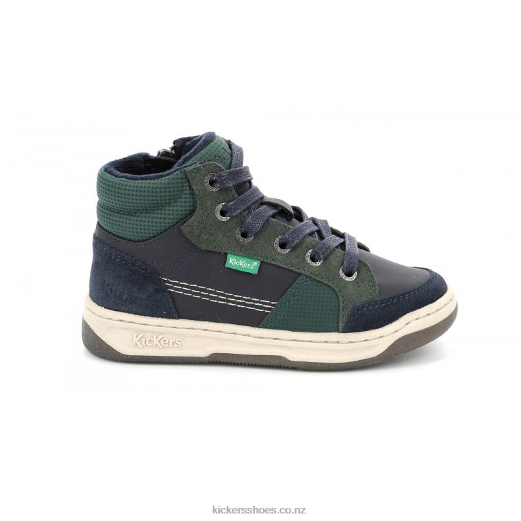 Kickers Kids Kickosta Navy Green NPZDR962