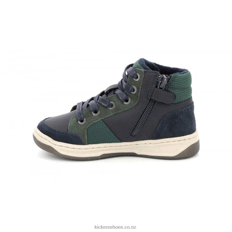 Kickers Kids Kickosta Navy Green NPZDR962