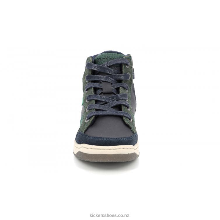 Kickers Kids Kickosta Navy Green NPZDR962