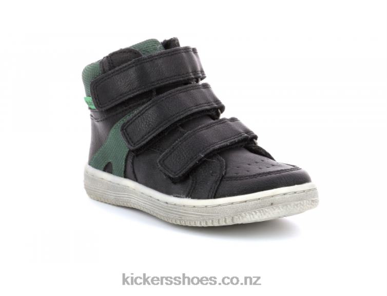 Kickers Kids Lohan Black Green NPZDR954