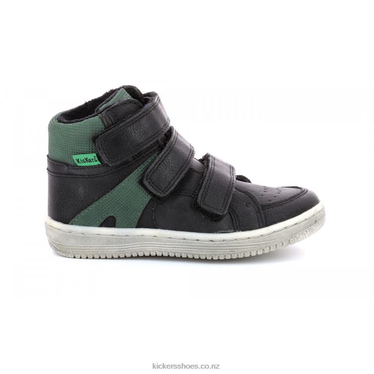 Kickers Kids Lohan Black Green NPZDR954