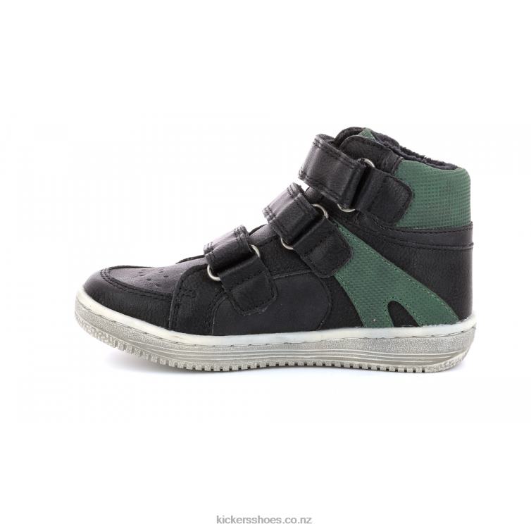 Kickers Kids Lohan Black Green NPZDR954