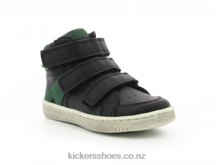 Kickers Kids Lohan Black Green NPZDR956