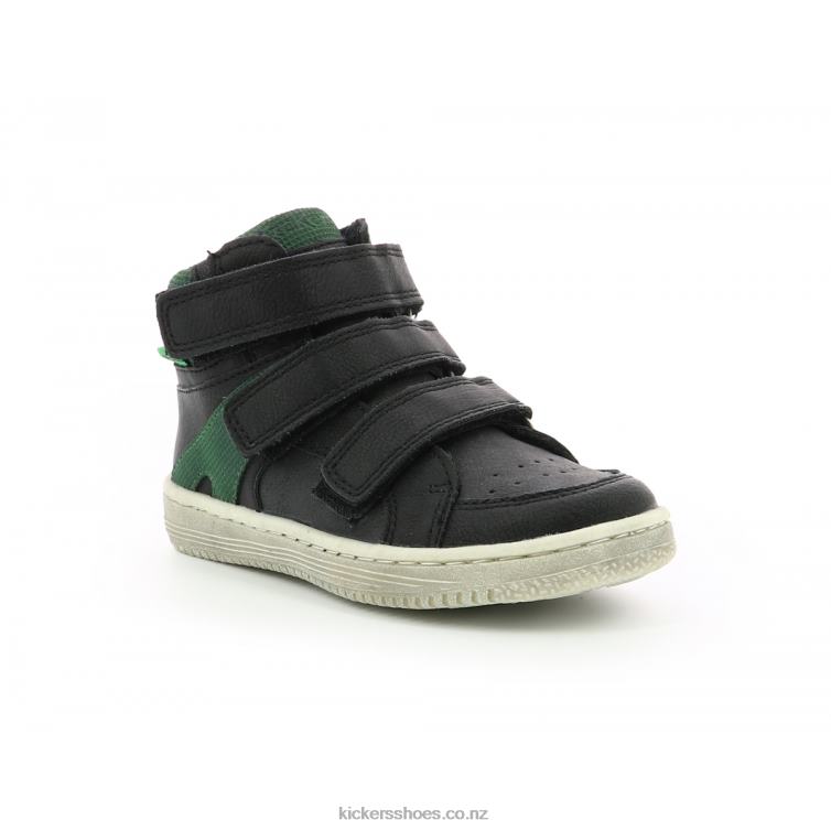 Kickers Kids Lohan Black Green NPZDR956