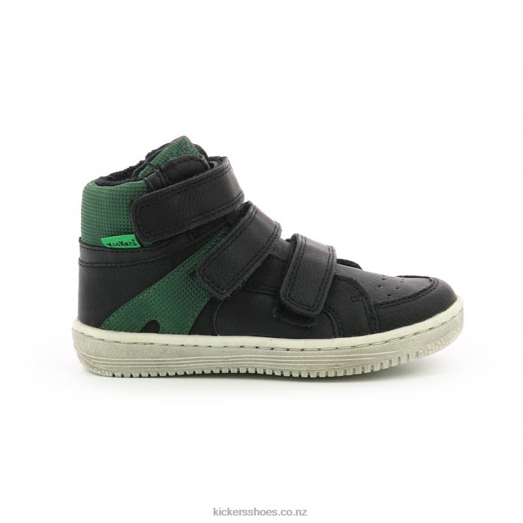 Kickers Kids Lohan Black Green NPZDR956