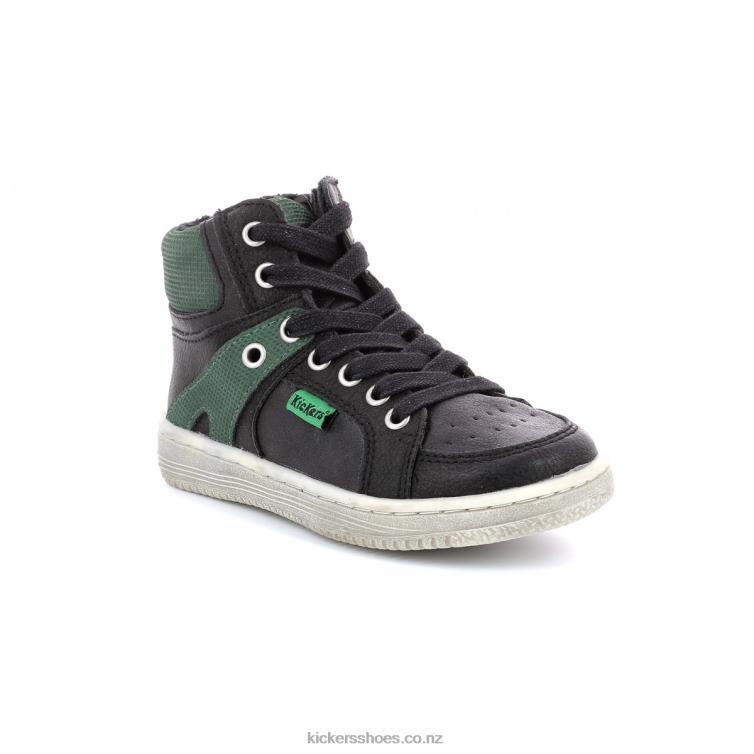 Kickers Kids Lowell Black Green NPZDR974