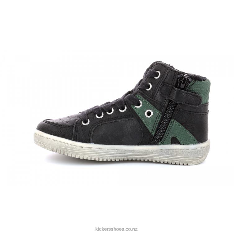 Kickers Kids Lowell Black Green NPZDR974