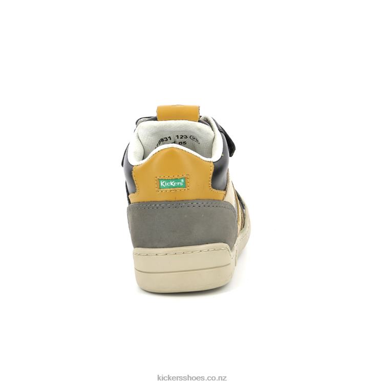 Kickers Kids Wincky Cdt Grey Black Yellow NPZDR986