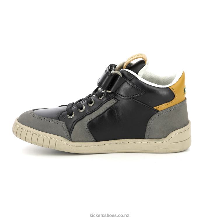 Kickers Kids Wincky Cdt Grey Black Yellow NPZDR986