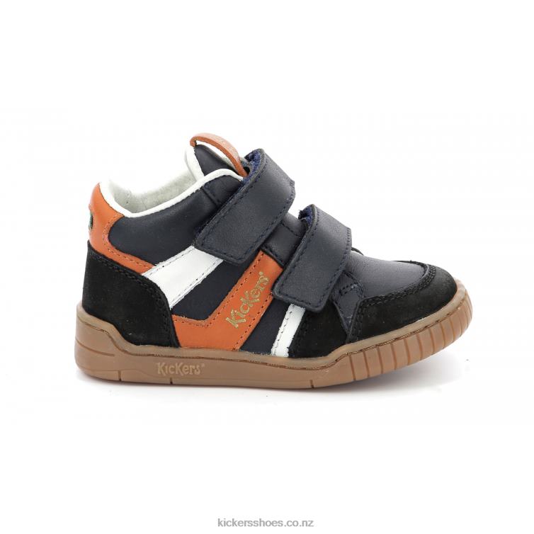 Kickers Kids Wincky Vel Black Camel Navy NPZDR1004