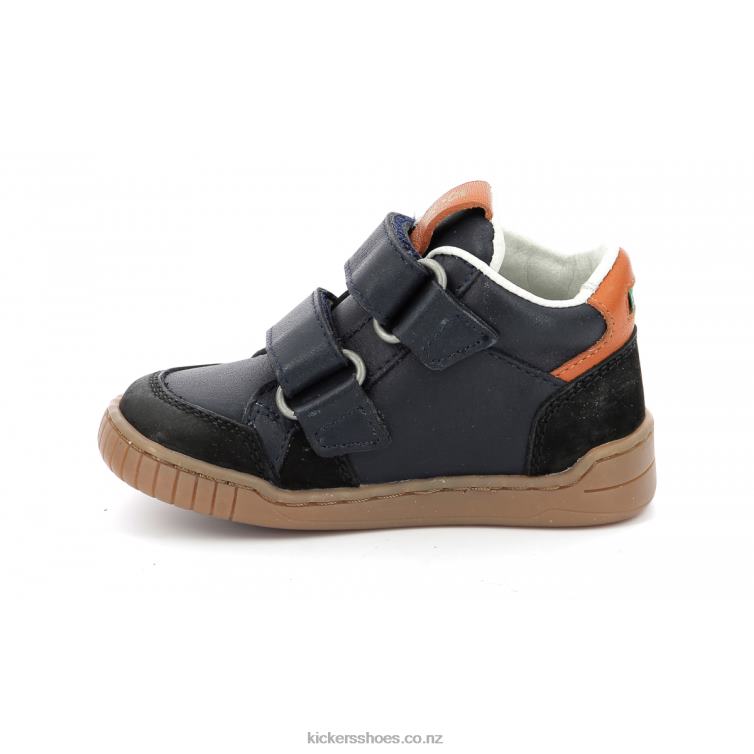 Kickers Kids Wincky Vel Black Camel Navy NPZDR1004
