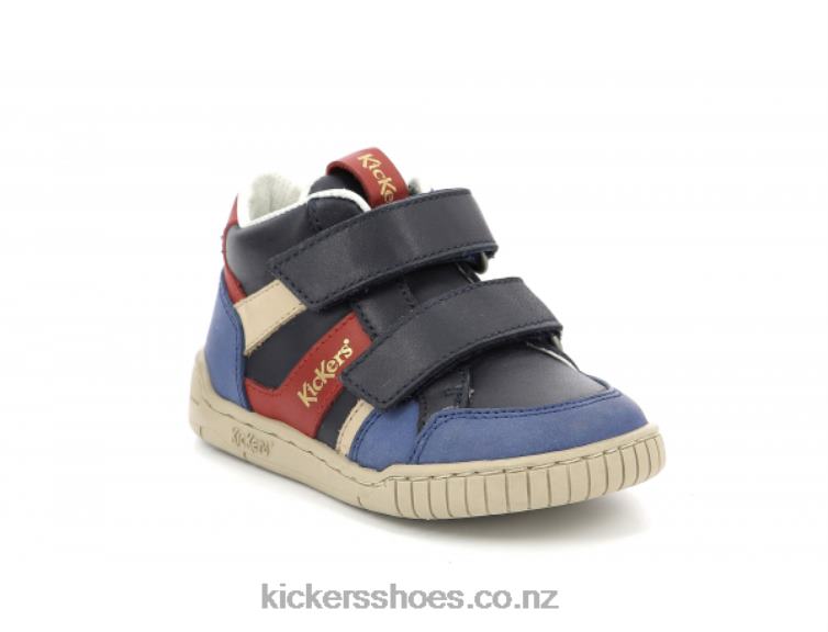 Kickers Kids Wincky Vel Blue Red Navy NPZDR1002