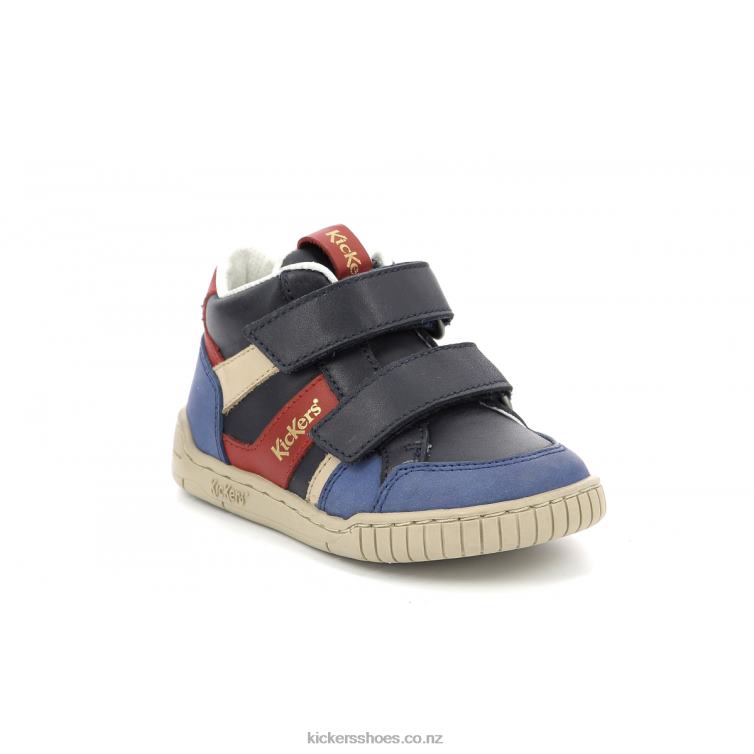 Kickers Kids Wincky Vel Blue Red Navy NPZDR1002